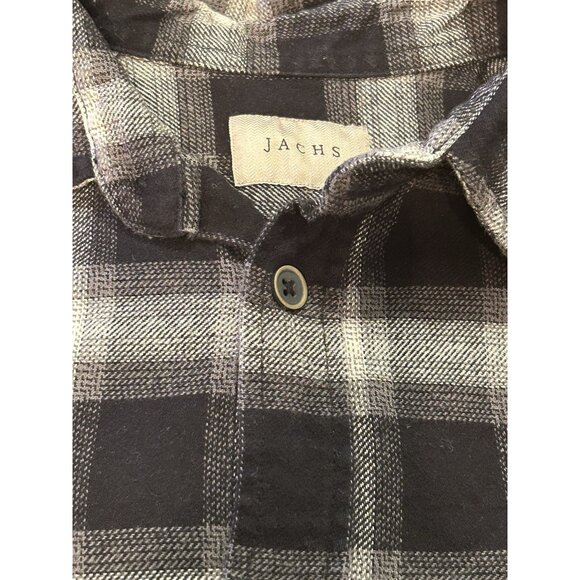 JACHS Flannel Shirt Mens Sz XL Black White Plaid Button Down Long Sleeves Cotton - Picture 8 of 9